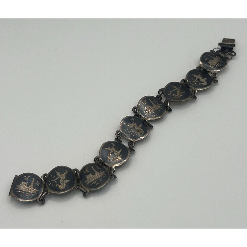 Siam Sterling Vintage Panel Scene Bracelet